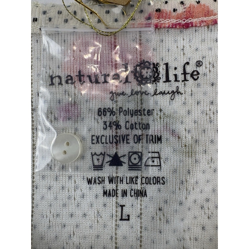 NWT NATURAL LIFE Fitted Tank Top Ivory Minimalist Floral Button Up Women's L - Picture 4 of 8